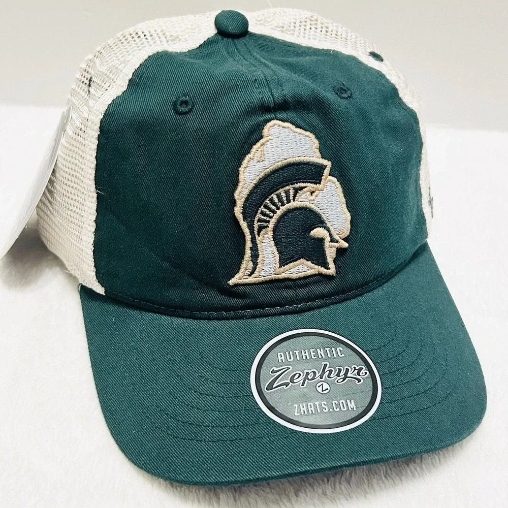 Zephyr Michigan State Spartans State Logo Trucker Hat Cap Adjustable Green‎ NCAA